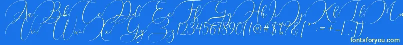 Argentina Script-Schriftart – Gelbe Schriften auf blauem Hintergrund