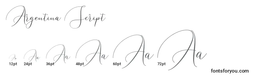 Argentina Script (119907) Font Sizes