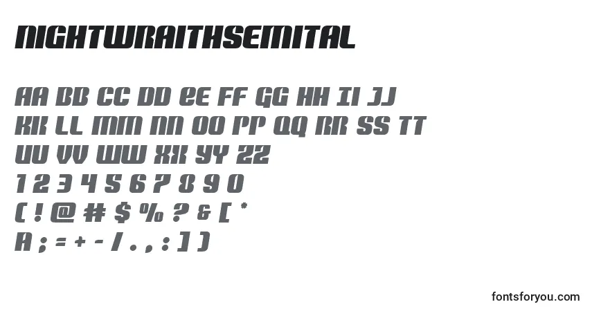 Шрифт Nightwraithsemital – алфавит, цифры, специальные символы