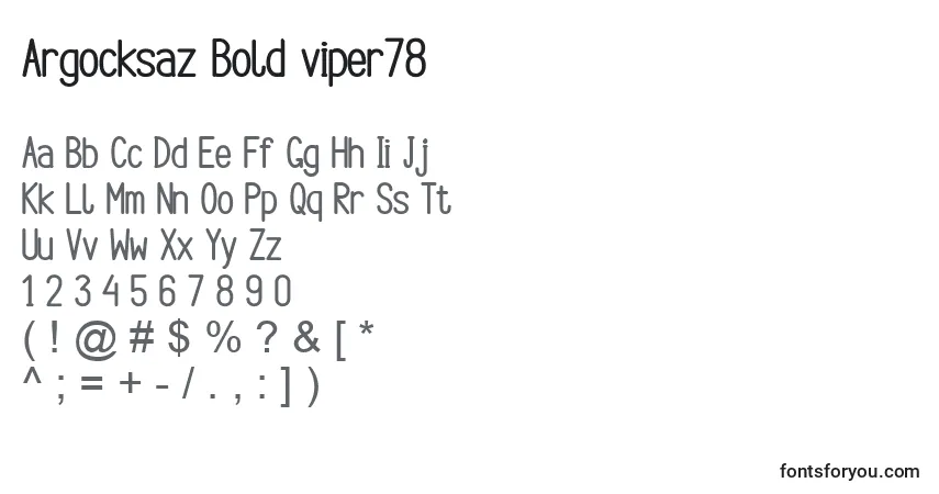 A fonte Argocksaz Bold viper78 – alfabeto, números, caracteres especiais