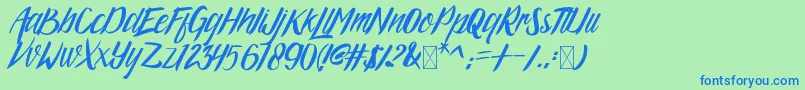 ArgopuroScriptDemo Font – Blue Fonts on Green Background