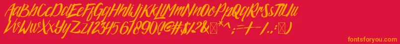 フォントArgopuroScriptDemo – 赤い背景にオレンジの文字