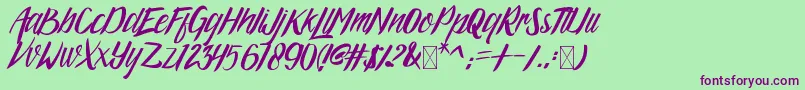 ArgopuroScriptDemo Font – Purple Fonts on Green Background