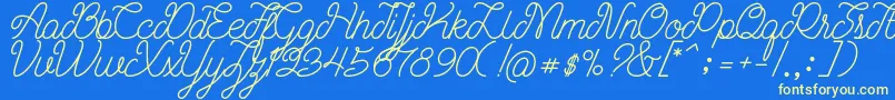 フォントAriana Script Free Demo – 黄色の文字、青い背景