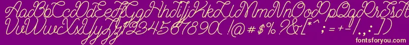 Ariana Script Free Demo Font – Yellow Fonts on Purple Background