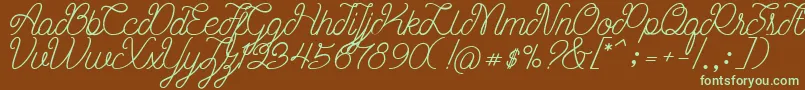 Шрифт Ariana Script Free Demo – зелёные шрифты на коричневом фоне