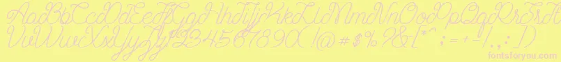 Fonte Ariana Script Free Demo – fontes rosa em um fundo amarelo