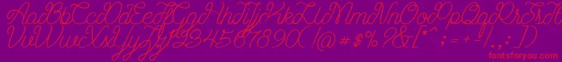 Ariana Script Free Demo-Schriftart – Rote Schriften auf violettem Hintergrund