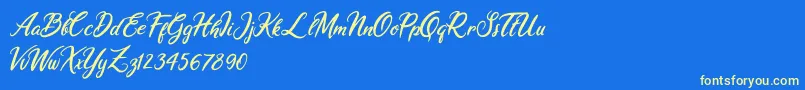 Ariana Violeta-Schriftart – Gelbe Schriften auf blauem Hintergrund