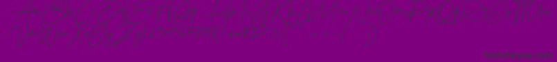 Ariel Script-Schriftart – Schwarze Schriften auf violettem Hintergrund