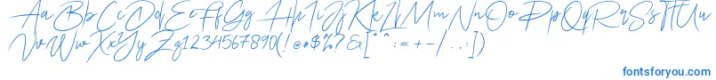 フォントAriel Script – 白い背景に青い文字