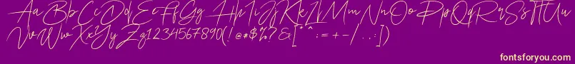 fuente Ariel Script – Fuentes Amarillas Sobre Fondo Morado