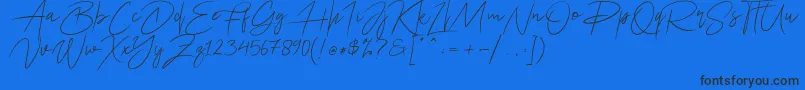 Ariel Script Font – Black Fonts on Blue Background