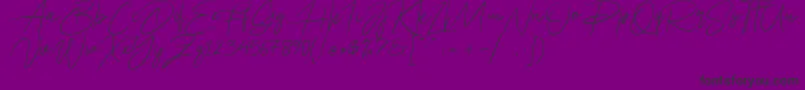 Ariel Script-Schriftart – Schwarze Schriften auf violettem Hintergrund