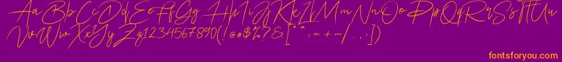 Ariel Script Font – Orange Fonts on Purple Background