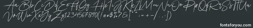 Ariel Script-fontti – valkoiset fontit mustalla taustalla