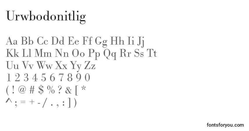 Schriftart Urwbodonitlig – Alphabet, Zahlen, spezielle Symbole