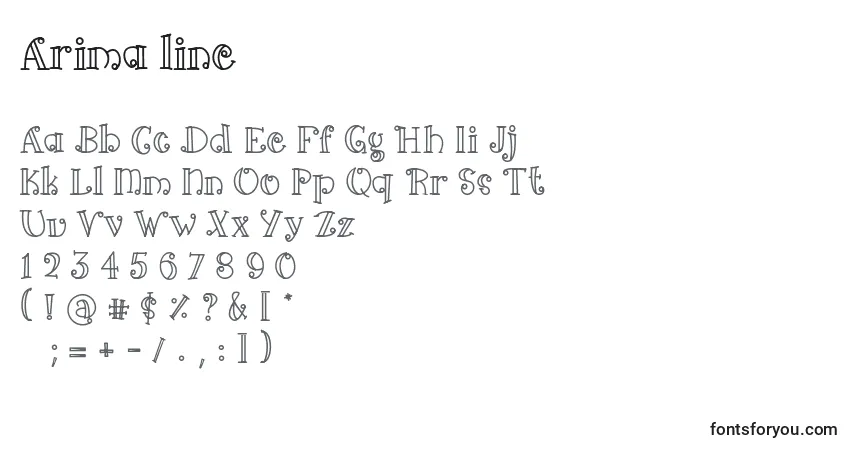 Arima line Font – alphabet, numbers, special characters