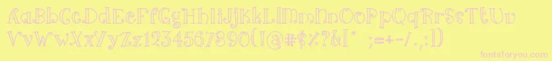 Arima line-fontti – vaaleanpunaiset fontit keltaisella taustalla