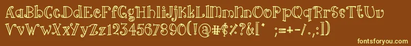 Arima line-Schriftart – Gelbe Schriften auf braunem Hintergrund