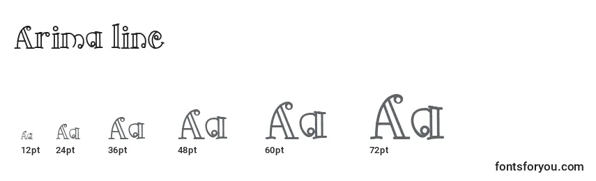 Größen der Schriftart Arima line