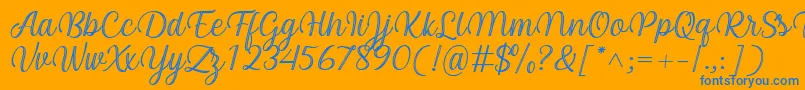 Arinda Font by 7NTypes-fontti – siniset fontit oranssilla taustalla