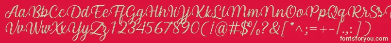 Czcionka Arinda Font by 7NTypes – zielone czcionki na czerwonym tle