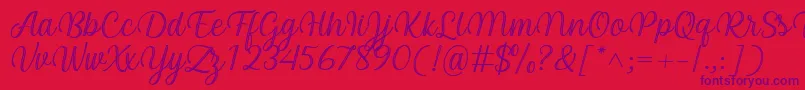 Czcionka Arinda Font by 7NTypes – fioletowe czcionki na czerwonym tle