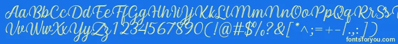 Czcionka Arinda Font by 7NTypes – żółte czcionki na niebieskim tle