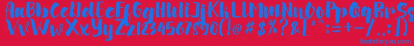 arinda-Schriftart – Blaue Schriften auf rotem Hintergrund