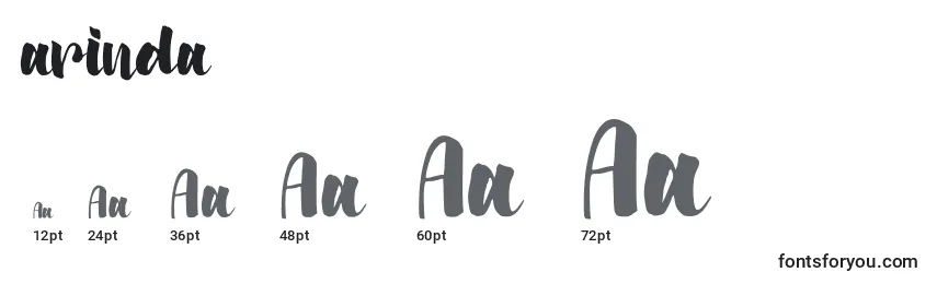 Arinda (119923) Font Sizes