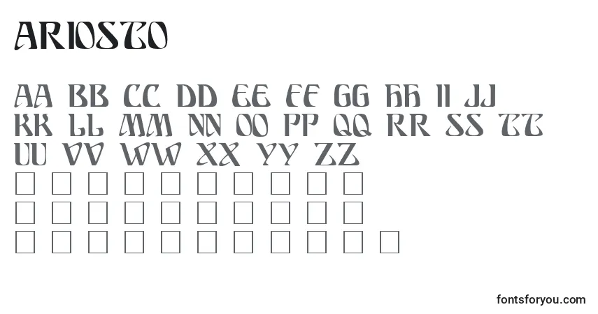 Czcionka ARIOSTO – alfabet, cyfry, specjalne znaki