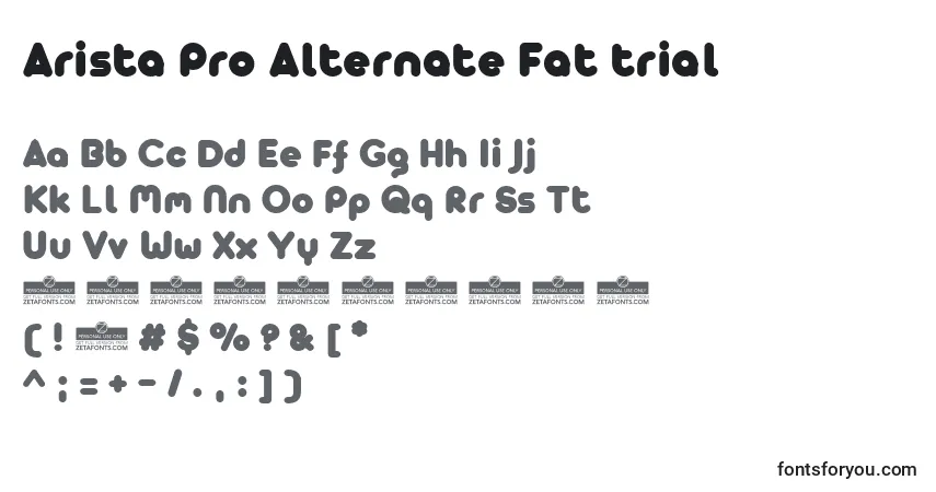 Czcionka Arista Pro Alternate Fat trial – alfabet, cyfry, specjalne znaki