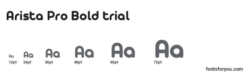 Arista Pro Bold trial Font Sizes