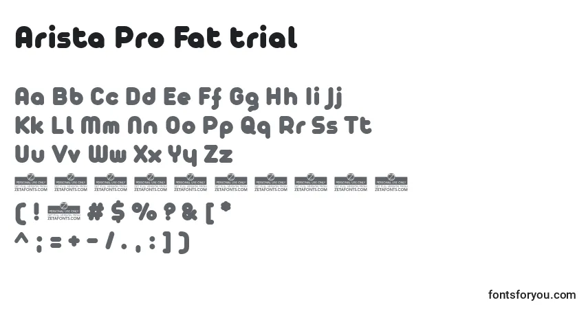 A fonte Arista Pro Fat trial – alfabeto, números, caracteres especiais