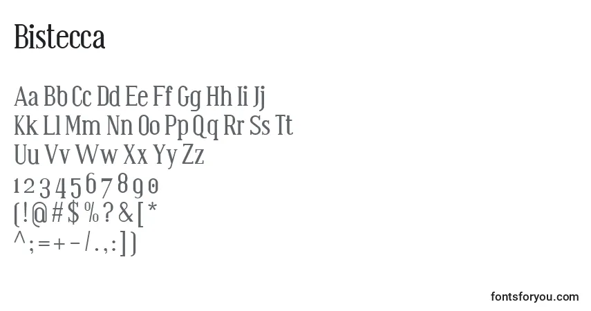 Schriftart Bistecca – Alphabet, Zahlen, spezielle Symbole