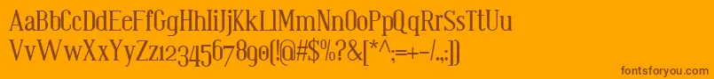 Bistecca-Schriftart – Braune Schriften auf orangefarbenem Hintergrund