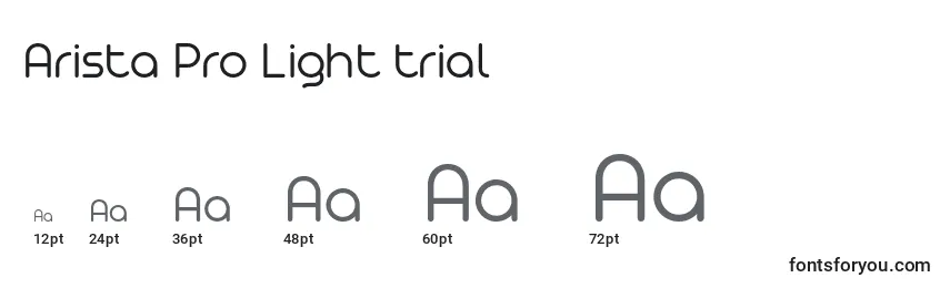 Arista Pro Light trial Font Sizes