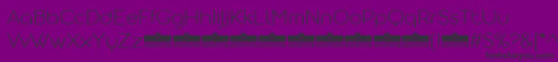 Aristotelica Display ExtraLight Trial-fontti – mustat fontit violetilla taustalla