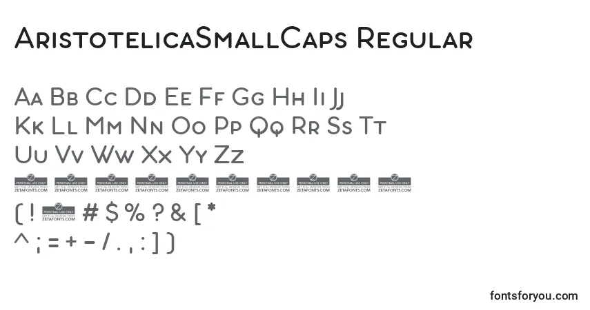 AristotelicaSmallCaps Regular Font – alphabet, numbers, special characters