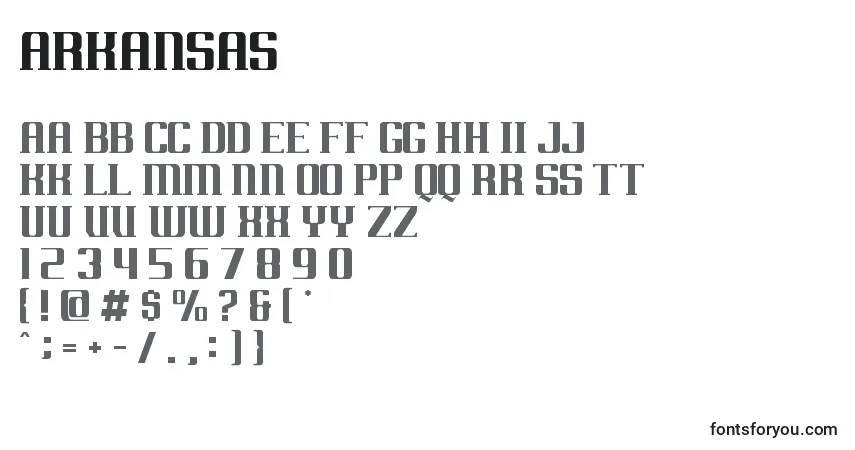 Fuente Arkansas - alfabeto, números, caracteres especiales