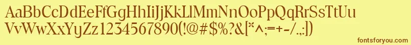 Weitere Informationen zur ToledoRegular-Schriftart ToledoRegular-Schriftart – Braune Schriften auf gelbem Hintergrund