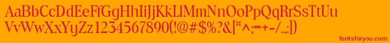 ToledoRegular-Schriftart – Rote Schriften auf orangefarbenem Hintergrund