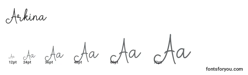 Arkina Font Sizes