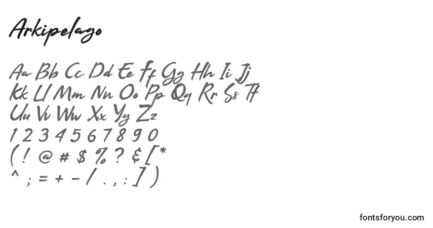 Schriftart Arkipelago – Alphabet, Zahlen, spezielle Symbole