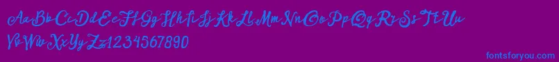 Fonte ARKMishaDemo Script – fontes azuis em um fundo violeta