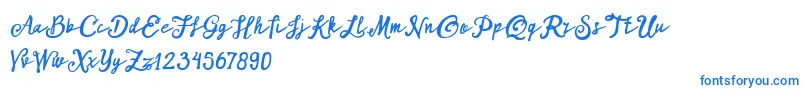 Fonte ARKMishaDemo Script – fontes azuis em um fundo branco