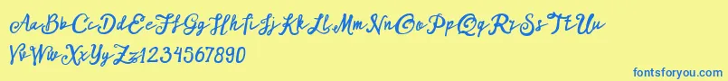 ARKMishaDemo Script-Schriftart – Blaue Schriften auf gelbem Hintergrund