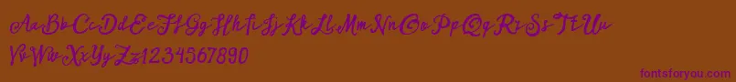 ARKMishaDemo Script-Schriftart – Violette Schriften auf braunem Hintergrund