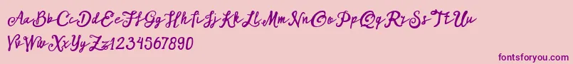 Fonte ARKMishaDemo Script – fontes roxas em um fundo rosa